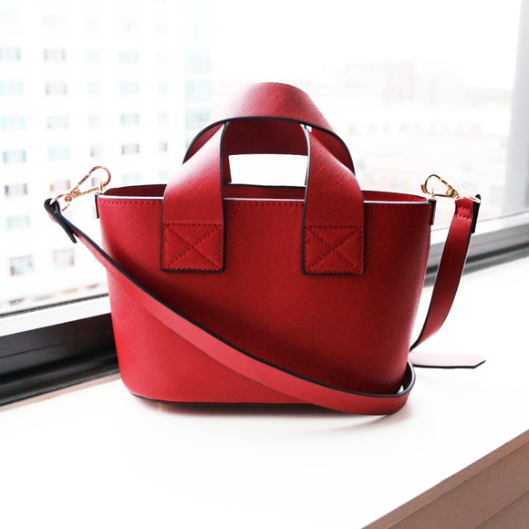 red mini tote bag